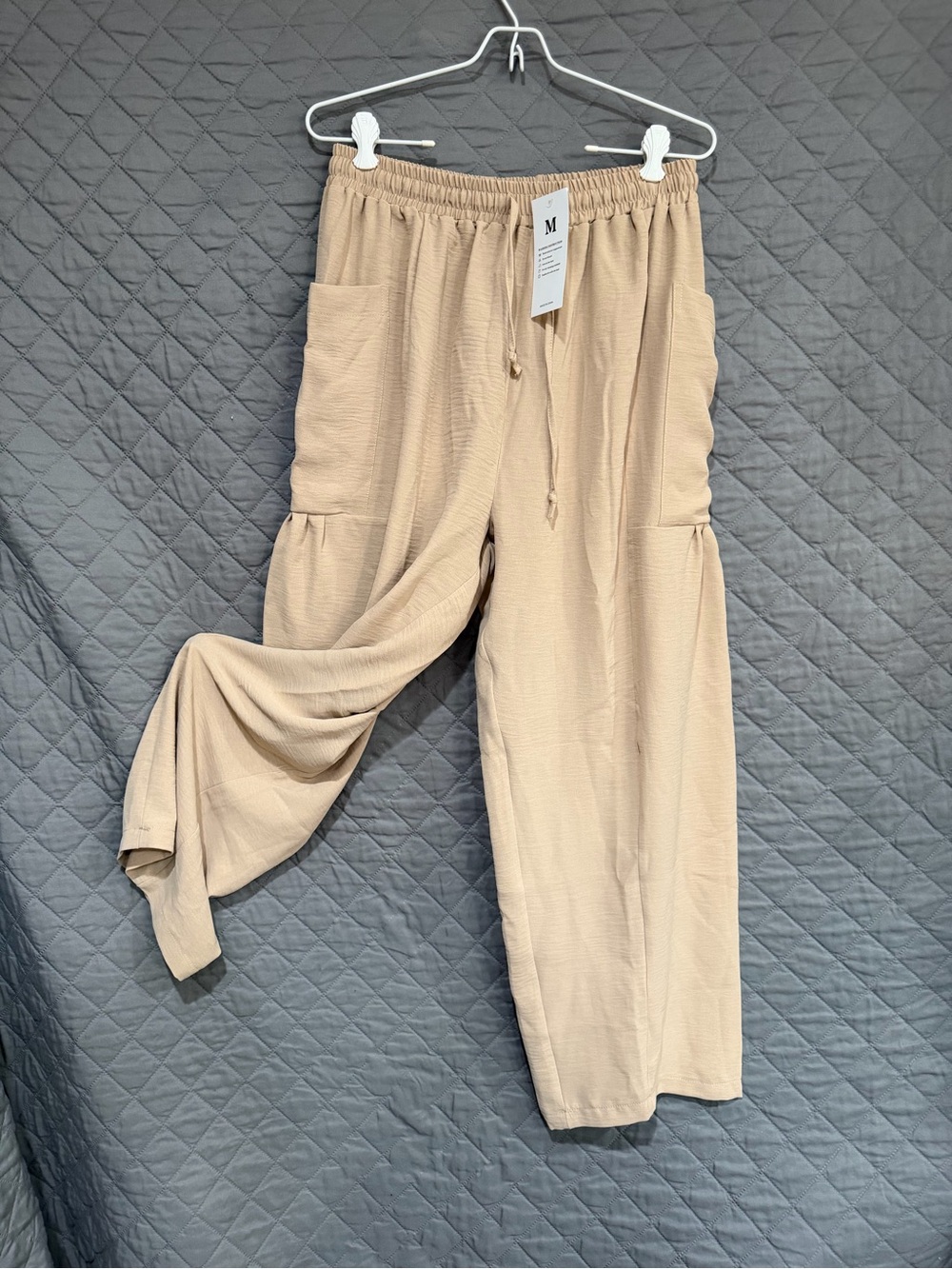 Madewell Relaxed Wide-Leg Drawstring Pants - Taupe (M) - Picture 4 of 5